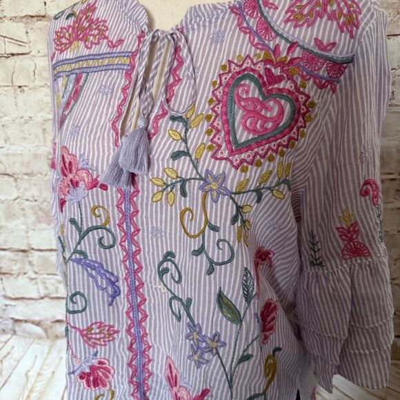 Johnny Was Workshop embroidered boho blouse top - Picture 3 of 5